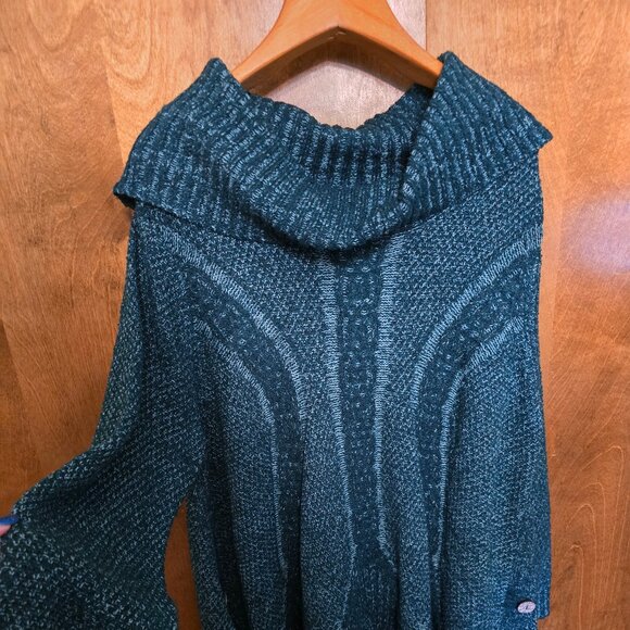 Roaman's Woman's Cowl Neck Tunic Length Long Sleeve Green Sweater 1X (22-24) - Picture 2 of 6